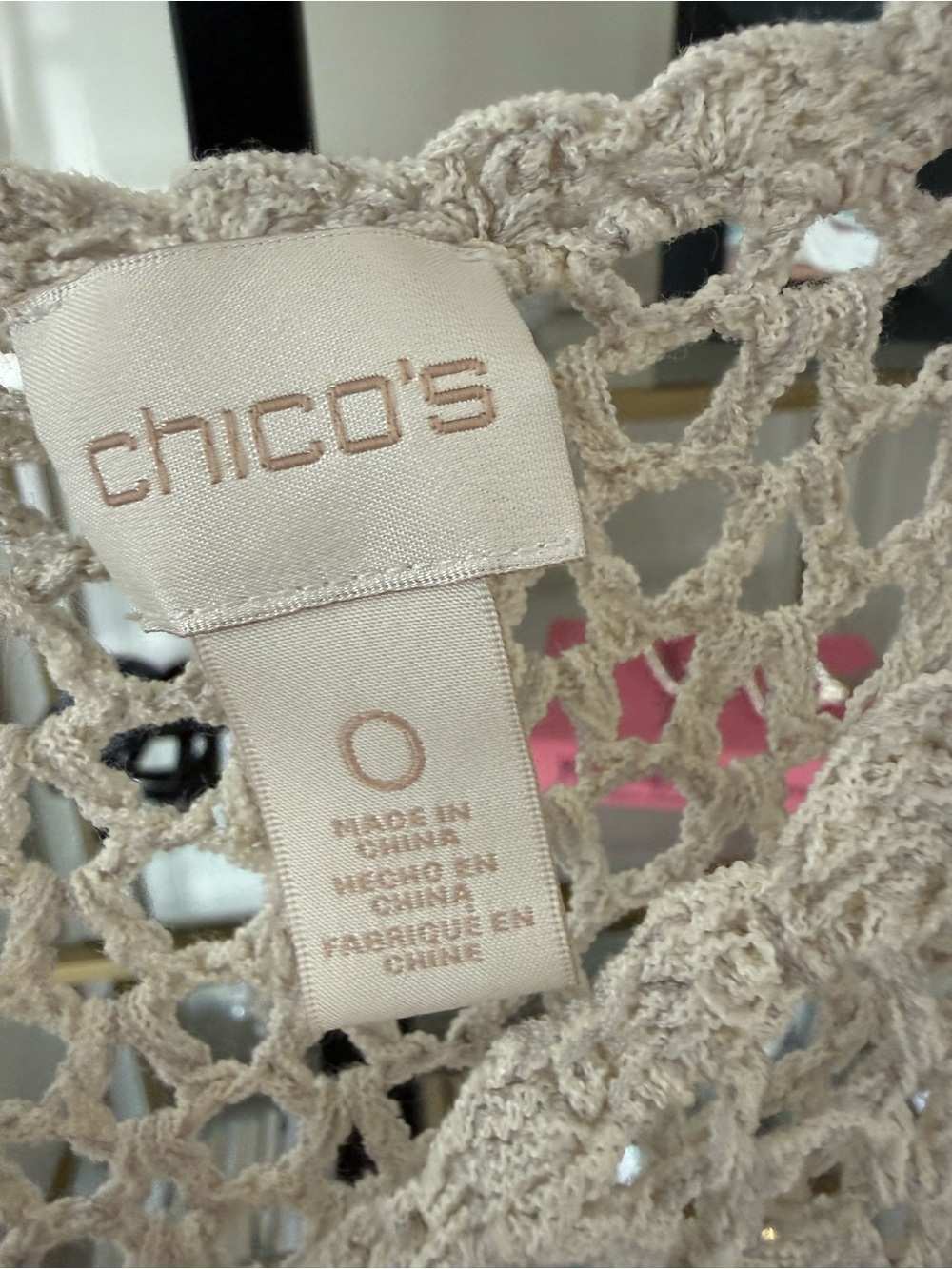 Y2K Boho Open Crochet Knit Layering Top in Natural Beige Small - Picture 6 of 9